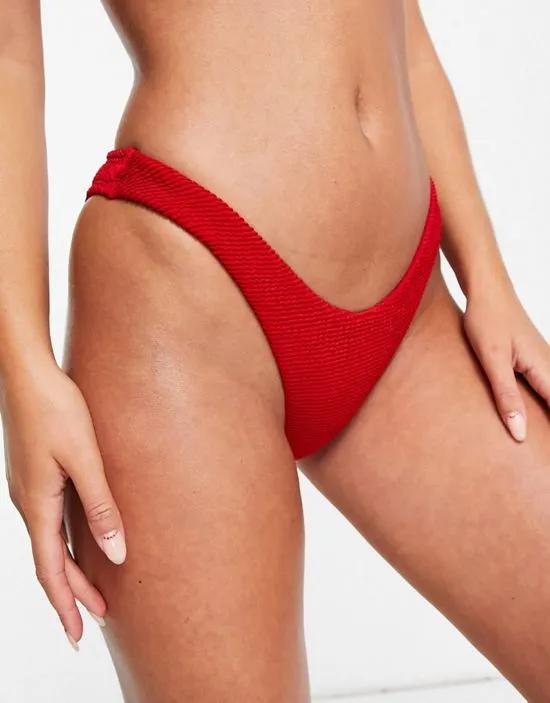 mix and match scrunch high leg bikini bottom in red