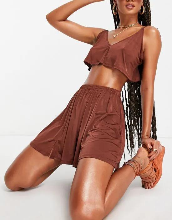 mix and match slinky jersey flippy beach skirt in brown