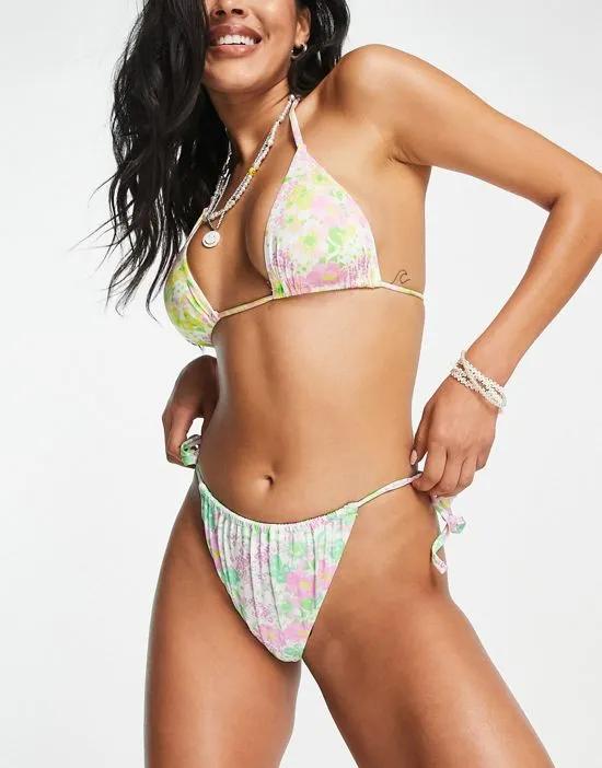 mix and match tie side bikini bottom in mixed ditsy floral print