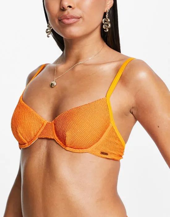 mix and match underwire bikini top in orange scrunch