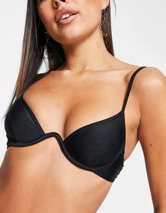 mix & match exaggerated underwire bikini top in black