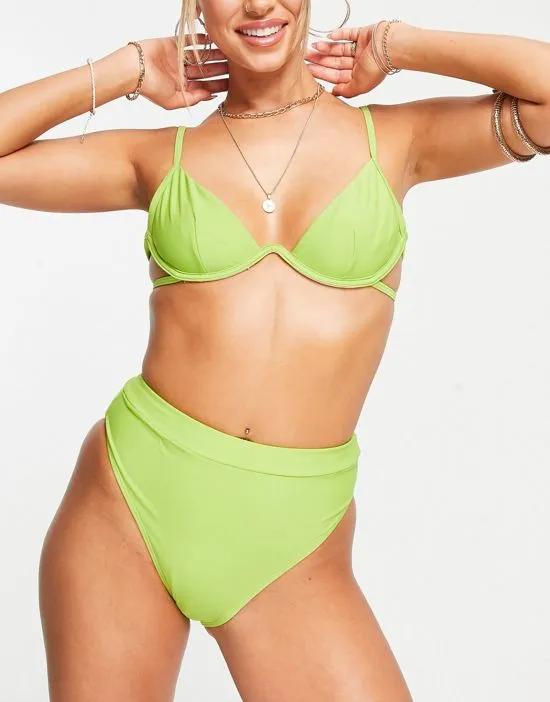mix & match high waist bikini bottom in green