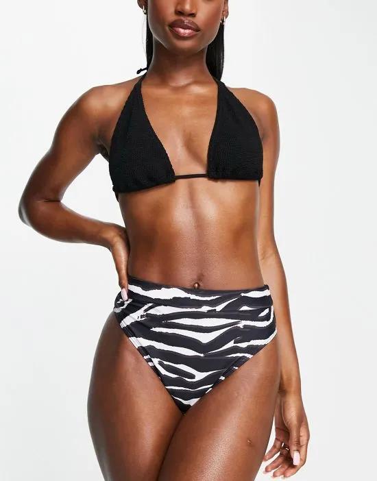 mix & match high waist bikini bottom in zebra
