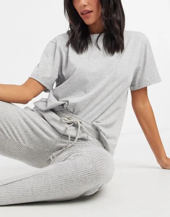 mix & match jersey pajama tee in gray marl
