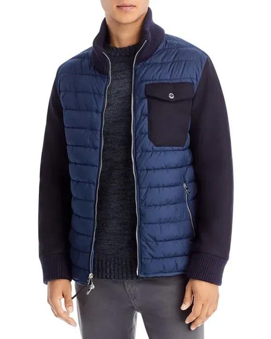Mixed Media Quilted Regular Fit Jacket 