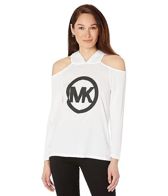 MK Logo Cold-Shoulder Hoodie