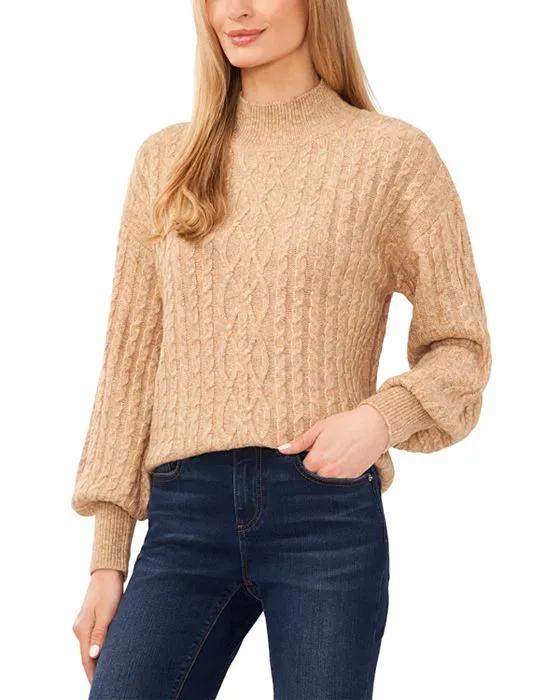 Mock Neck Cable Knit Sweater