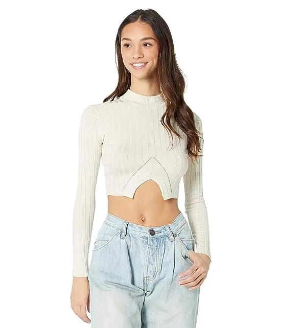 Mock Neck Cutout Front Pullover