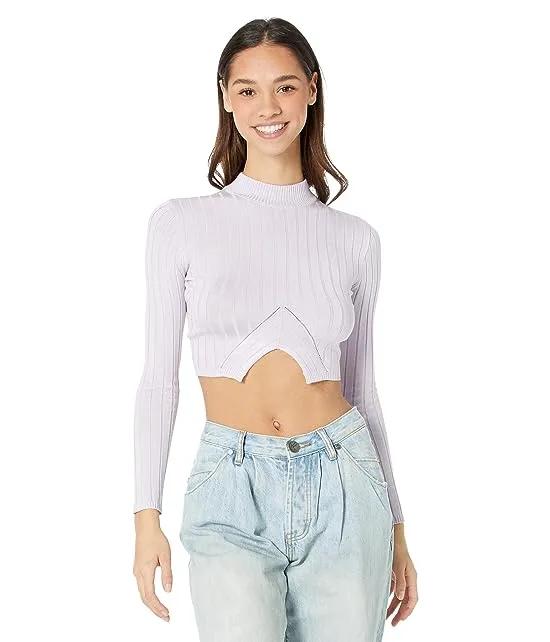 Mock Neck Cutout Front Pullover