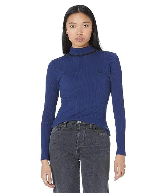 Mock Neck Ribbed Top
