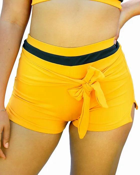 Moe tie-front vintage inspired women's swim short