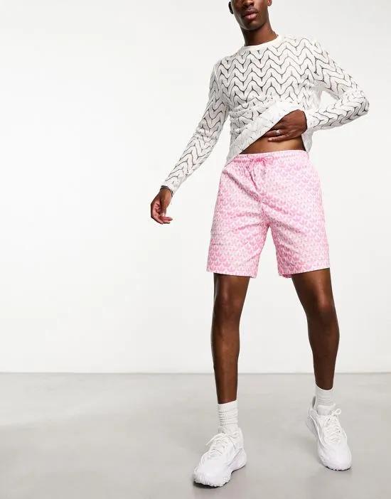 Monogram AOP shorts in pink