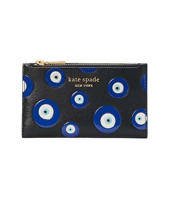 Morgan Evil Eye Embellished Small Slim Bifold Wallet
