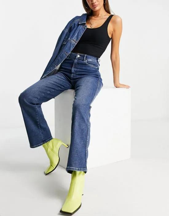 Moxy sky high straight leg jeans in mid wash