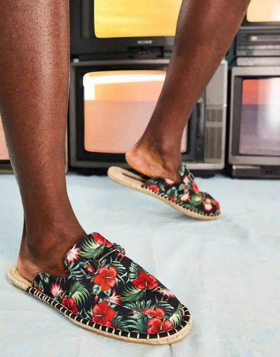 mule espadrilles in floral print with snaffle