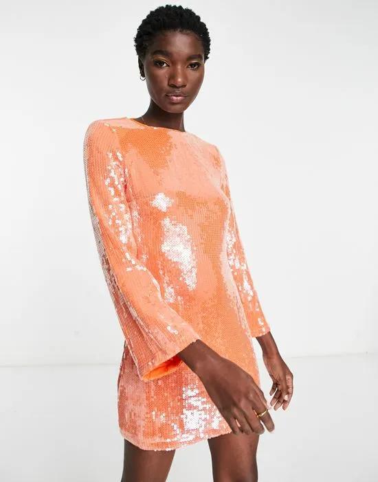 multi-way embellished mini dress in orange