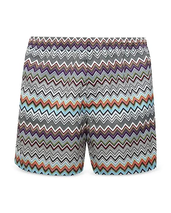 Multicolor Chevron Stripe Swim Shorts