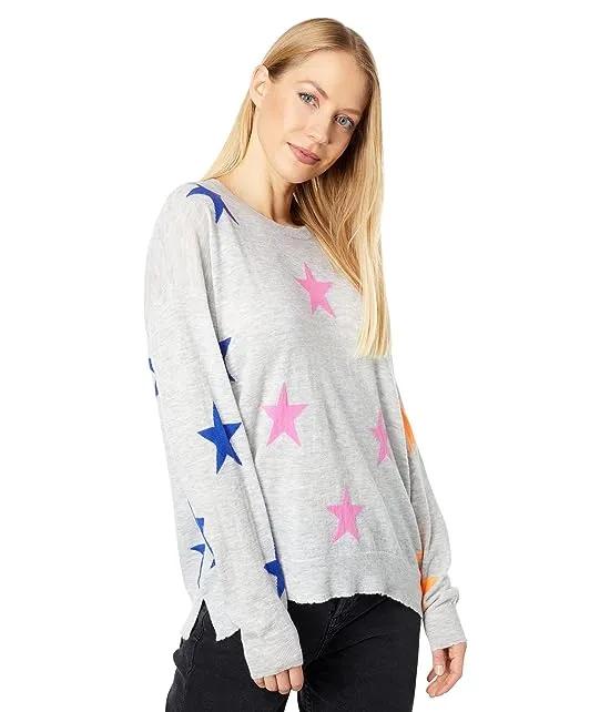 Multicolor Stars Crew Neck Wool & Cashmere Blend Sweater