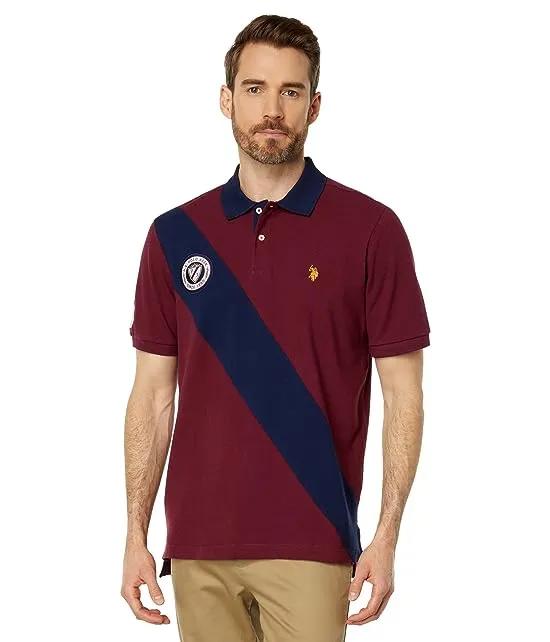 Multipatch Sash Short Sleeve Knit Pique Polo