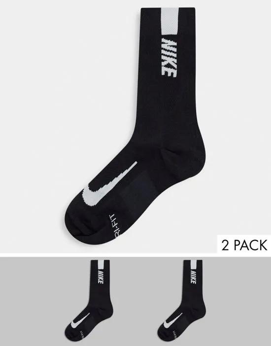 Multiplier 2 pack crew socks in black