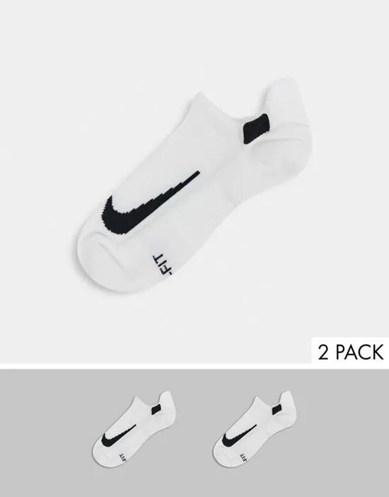 Multiplier 2-pack invisible socks in white