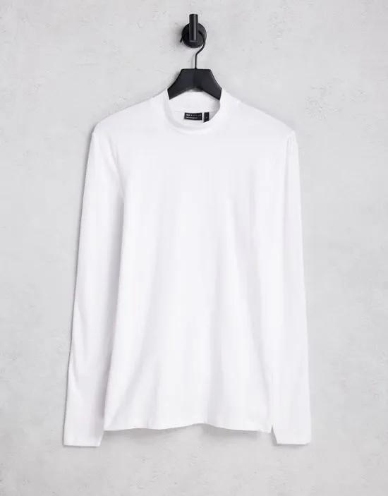 muscle fit long sleeve jersey turtleneck in white