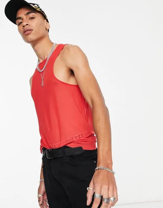 muscle racer front and back tank top in red mesh