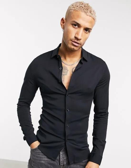 muscle viscose shirt in black