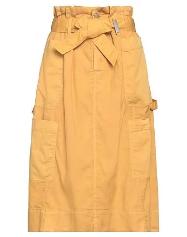 Mustard Cotton twill Midi skirt