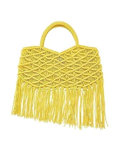 Mustard Knitted Handbag ORGANIC COTTON FRINGED TOTE
