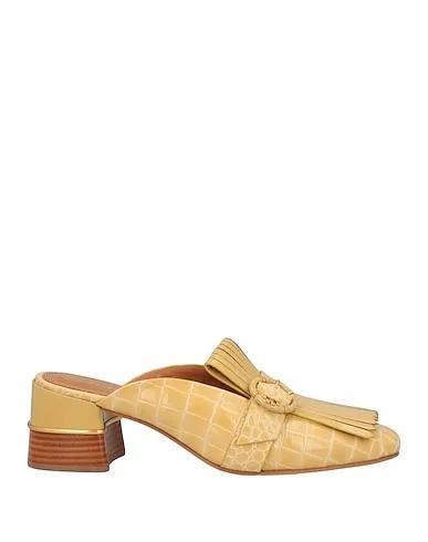 Mustard Leather Mules and clogs