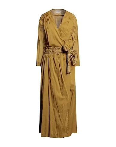 Mustard Plain weave Long dress