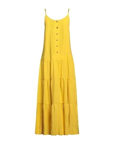 Mustard Plain weave Long dress