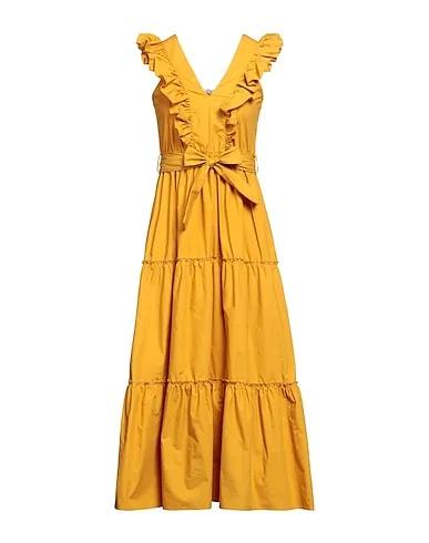 Mustard Plain weave Midi dress