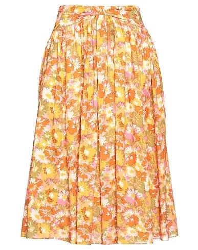 Mustard Plain weave Midi skirt