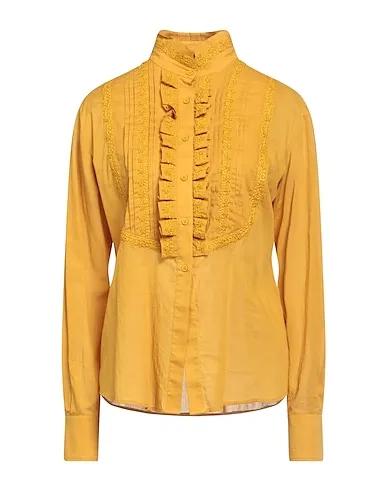 Mustard Plain weave Solid color shirts & blouses