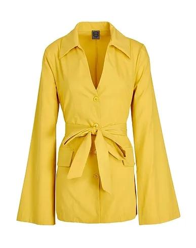 Mustard Solid color shirts & blouses ORGANIC COTTON BELTED CHEMISIER

