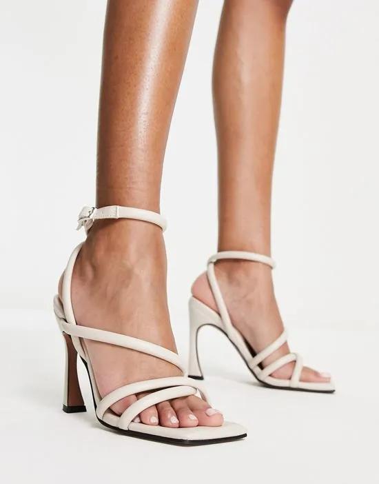Nancy padded high heeled sandals in off white