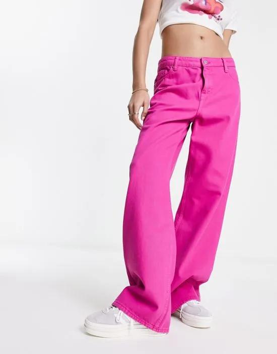 Naoki loose fit low rise jeans in pink