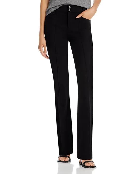 Naomi Seaming Detail Mid Rise Straight Leg Jeans in Black