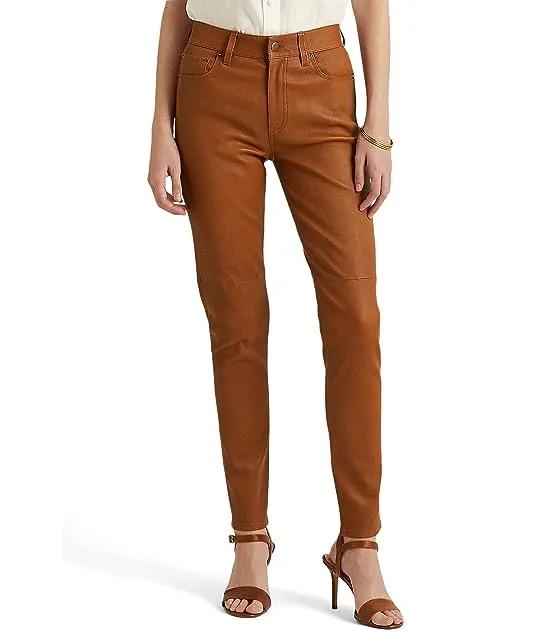 Nappa Leather High-Rise Skinny Ankle Pants