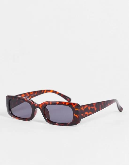 narrow square sunglasses in brown tortoiseshell