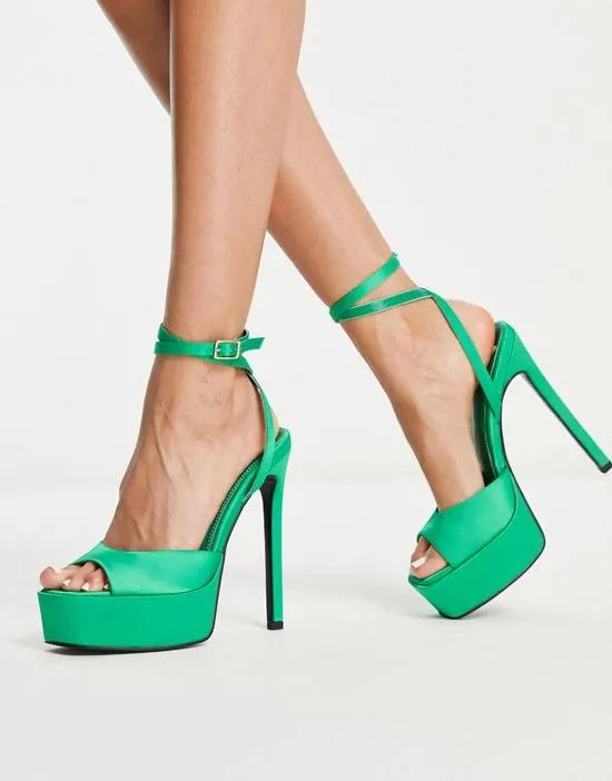 Nation stiletto platform heeled sandals in green