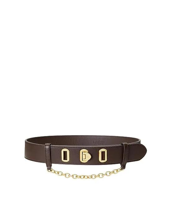 Natural Smooth Leather Flip Lock 40 Belt Wide