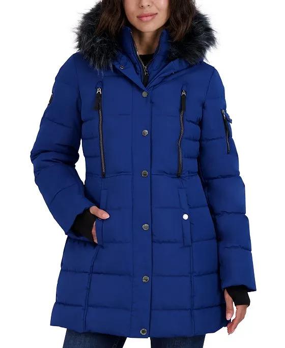 Nautica Women's Faux-Fur-Trim Hooded Puffer Coat