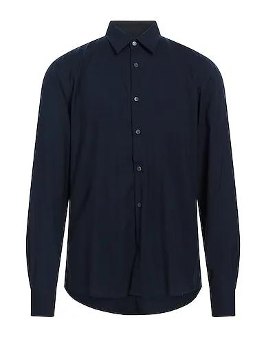 Navy blue Cool wool Solid color shirt
