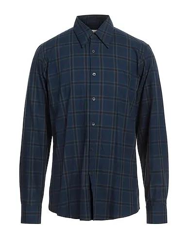 Navy blue Cotton twill Checked shirt