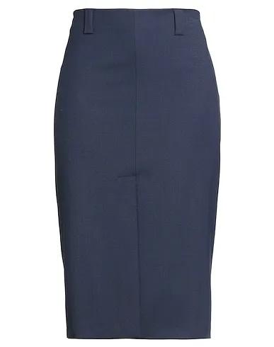 Navy blue Cotton twill Midi skirt