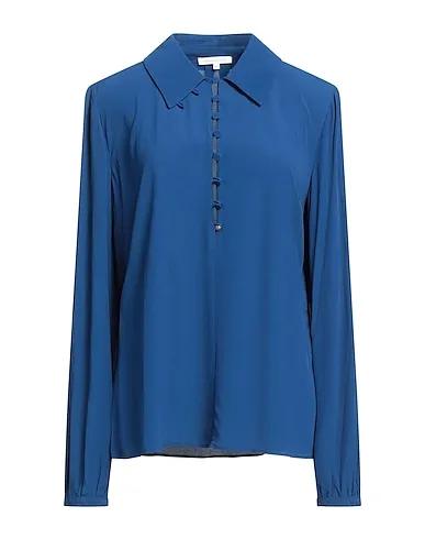 Navy blue Crêpe Solid color shirts & blouses