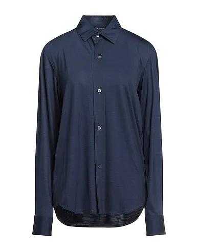 Navy blue Jersey Solid color shirts & blouses